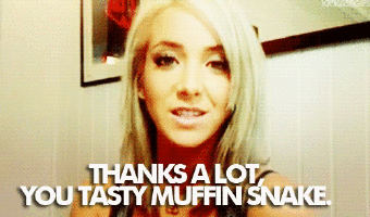 Jenna Marbles Thank You Tasty Muffin Snake gif